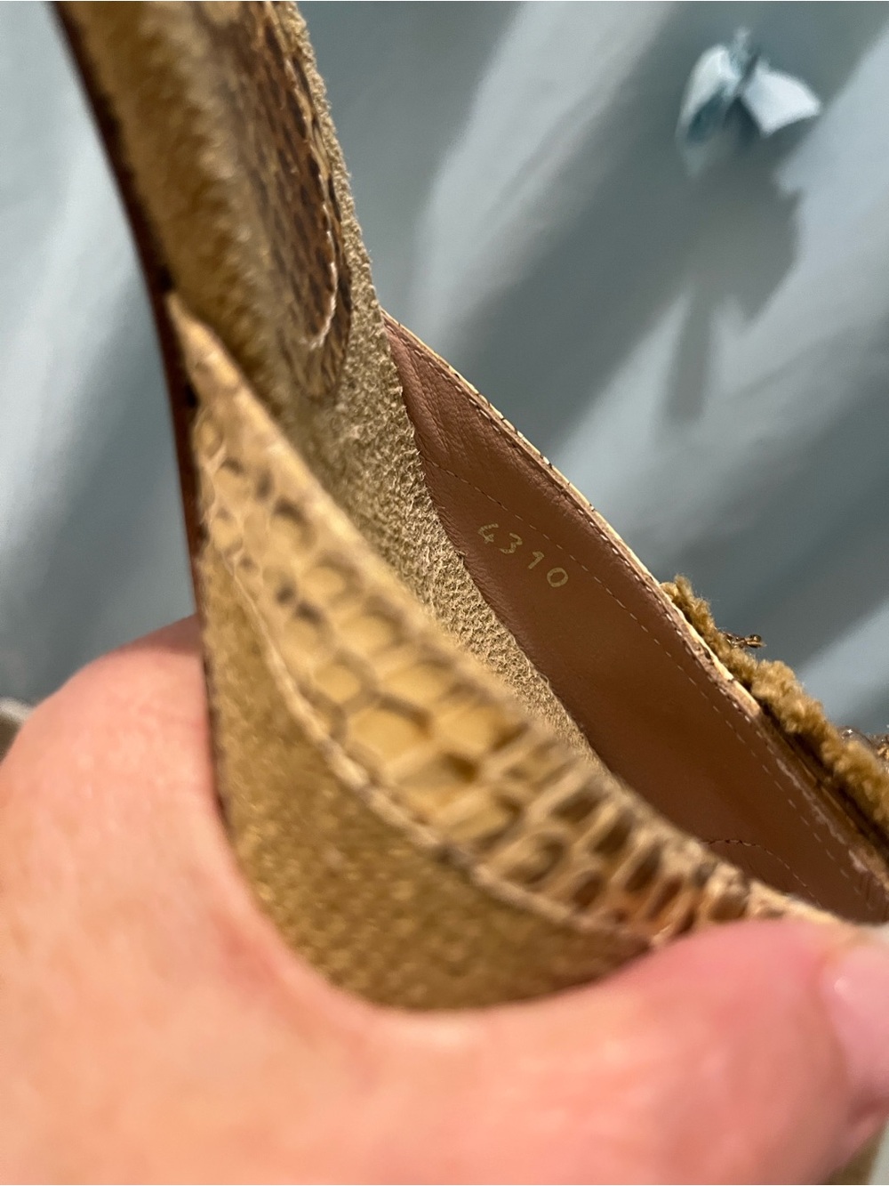 Prada Gold Textured Jute & Python Snakeskin Women’s Heels - Picture 11 of 15